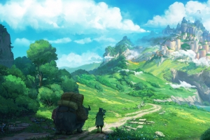 遗迹之城与行走旅人 5K风景4K动漫高清壁纸5118x2500免费下载