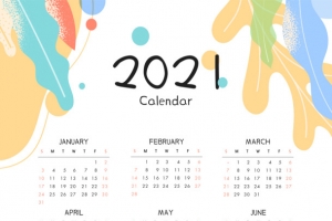 2021年日历牛年挂历现代简约风矢量