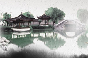 水墨画荷塘月色banner设计