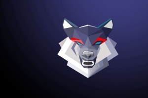 3840x2160  wolf 咧嘴笑 艺术 几何 极简主义壁纸 背景