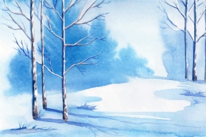 冬季雪景插画广告背景