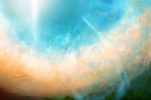 光束蓝色天空空间太阳线