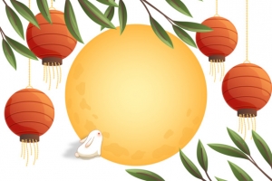 中秋节圆月高挂灯笼