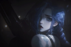 Jinx 金克斯回眸一笑 回头 雨水 4K壁纸 3840x2400