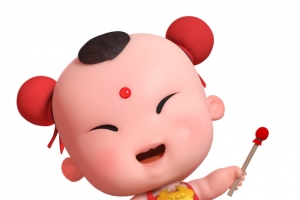 招财童子三维 春节敲鼓