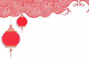 红色中国风海浪灯笼