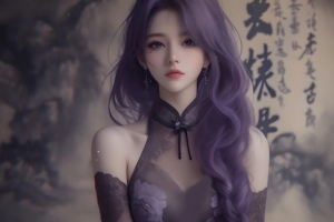 古风仙侠凌仙紫色长卷发美女动漫高清壁纸2880x1800免费下载