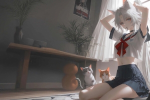 飞霄 猫耳 3440x1440带鱼屏壁纸