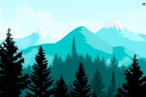 山地树林风景简约5760x1080三屏壁纸