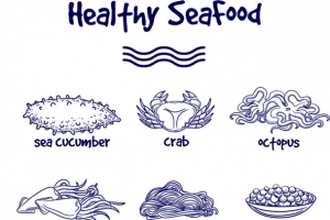 创意手绘海洋食品图标矢量素材