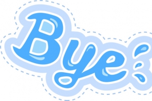 蓝色Bye贴纸