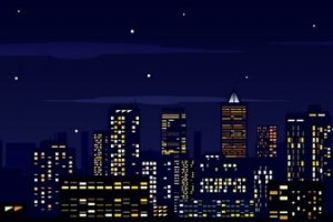 城市夜景剪影背景模板