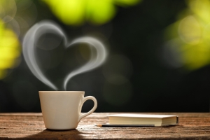 咖啡杯,爱心,早上好,浪漫的,4K背景图片