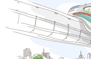 手绘高铁banner创意设计