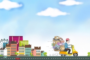 快递服务童趣蓝色banner背景