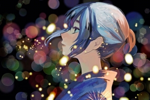 女孩 和服 bokeh 眩光 动漫 4k壁纸 3840x2160