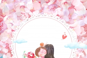 温馨矢量插画母亲节海报背景素材