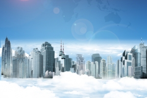 简约白色现代都市海报背景banner