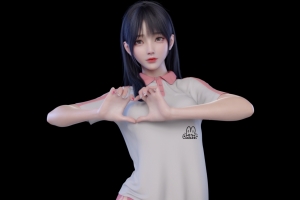 爱心手势 3d美女 麻匪ipad平板电脑壁纸