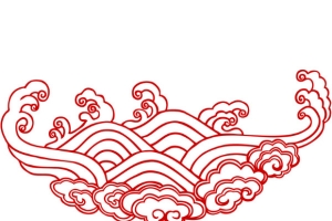 中国风红色线条波浪祥云