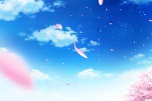 天空云唯美花瓣4K动漫风景壁纸