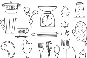 简笔画 厨房用品 果蔬 餐具