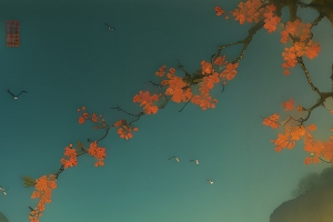 中国风 风景 建筑 树木 太阳 黄昏 手机高清壁纸