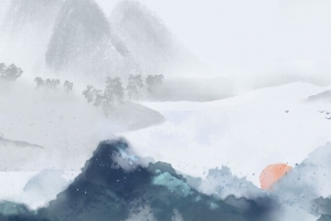 日出山墨水图