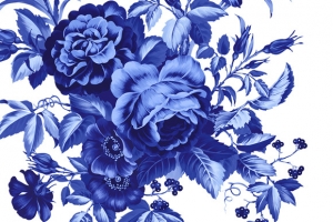 蓝色青花瓷设计花朵
