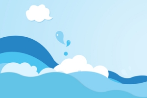 蓝色卡通海边清凉banner背景