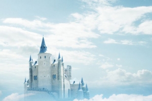 天空之城蓝色背景
