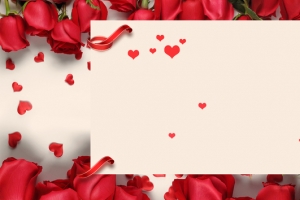 结婚签到红玫瑰浪漫香槟色banner