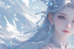 漂亮动漫美女 清新 蓝色 3440*1440带鱼屏壁纸