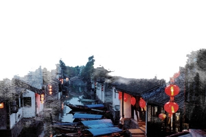 手绘古镇