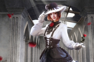 绝地求生PUBG吃鸡 美女 帽子 漂亮裙子 玫瑰花 5k游戏壁纸5120x2880