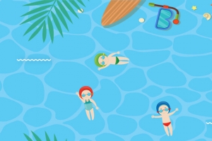 夏季游泳童趣蓝色淘宝海报banner背景