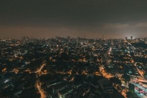 夜城 鸟瞰图 城市灯光 建筑物 天际线 全景 4k壁纸 3840x2160