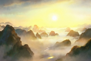 浪浪山小妖怪 山 太阳 唯美风景 4K壁纸 3840x2160