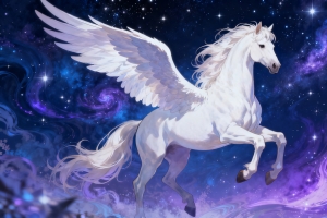 2026年马年素材图片 白马 飞马 梦幻星空4k壁纸
