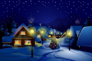 夜晚雪景