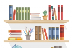 通用节日彩色卡通手绘书柜高清PNG免扣设计素材免费下载