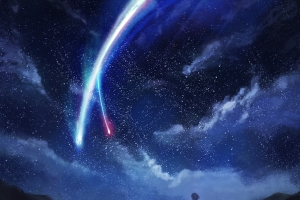 美丽的星空下的女孩5K动漫壁纸