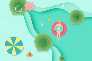 夏天立夏二十四节气荷花手绘人物气泡