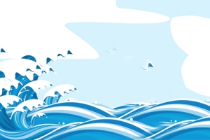 海浪童趣蓝色banner背景