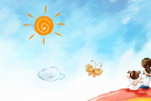 儿童节手绘水彩全家出游淘宝电商banner