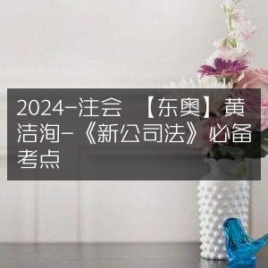 2024注会东奥黄洁洵，《新公司法》必考知识点汇总