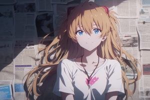 明日香兰格雷报纸墙2880x1800高清壁纸免费下载