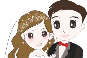 卡通新娘新郎