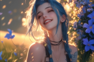 金克丝 微笑 闭眼 午后 2560x1600高清桌面壁纸