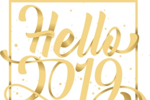 金色手写你好2019年